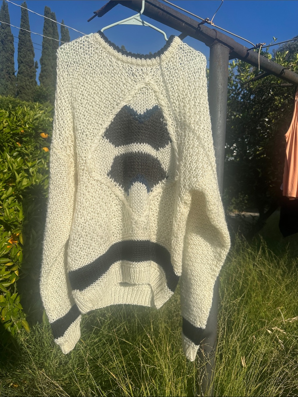 Vintage Street Scenes Oversize Cream Open-Knit Scandi Sweater - Unisex